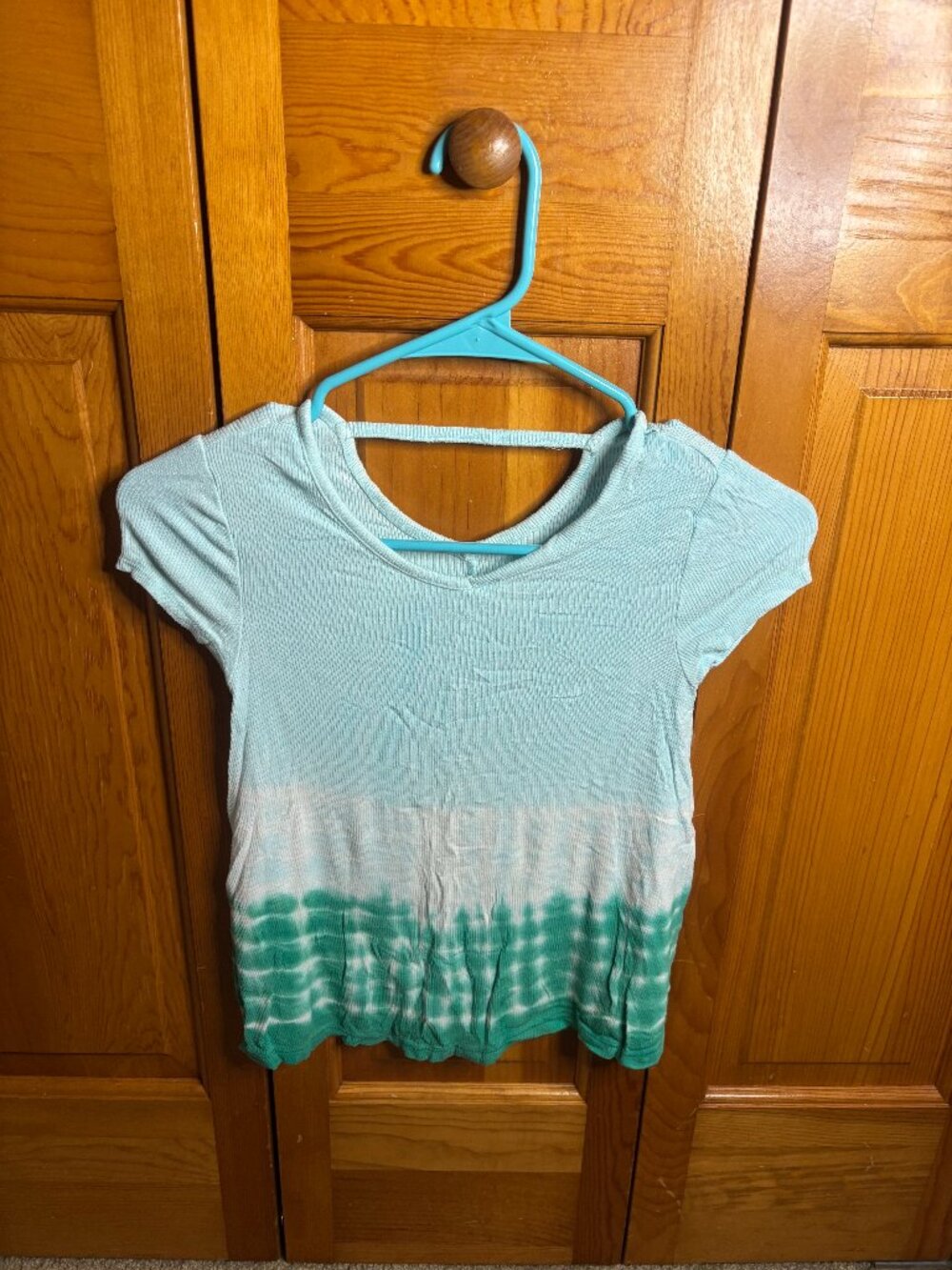 Justice Girls Blue and Green Tie Dye Top (Size 7)